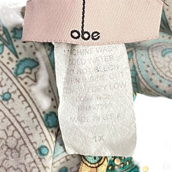 Obe Vintage Y2K Paisley Babydoll V-Neck Whimsigoth Sequins Knit Top Fairy sz 1X - Picture 16 of 16